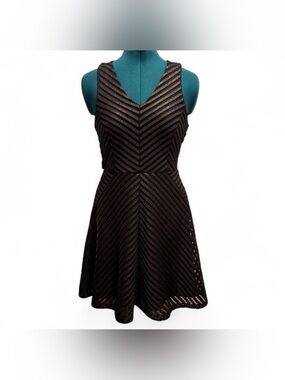 Mossimo Supply Co. Black and Gold Chevron A-Line Mini Dress